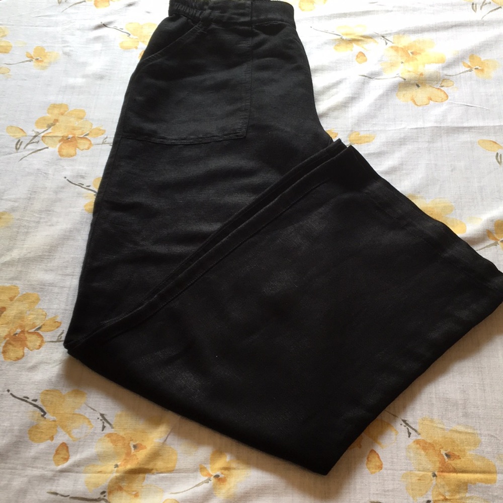Coldwater Creek natural fit wide leg linen pants